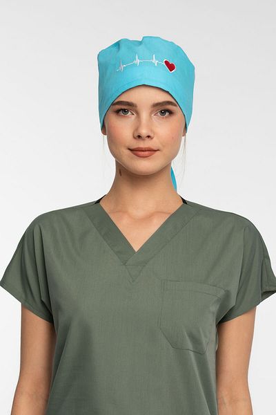 Owlet Medikal Light Blue Surgical Bonnet with Rhythm Embroidery
