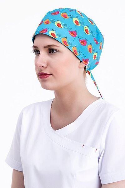 Owlet Medikal Fertility Bird Patterned Turquoise Surgical Bonnet