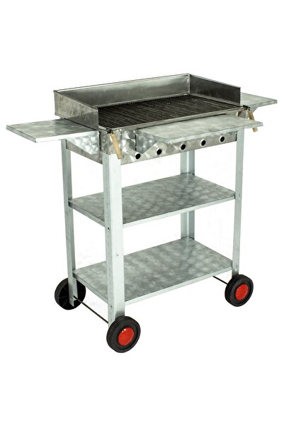 METEHAN MANGAL SOBA Battal Boy Pervazlı Kanatlı Maltız Izgaralı Lux Krom Mangal (4 Tekerlekli) Mth-238