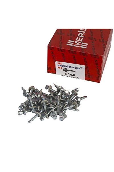 Meridyen 5.5 X 50 Mm Matkap Uçlu Trapez Çatı Vidası 200 Adet