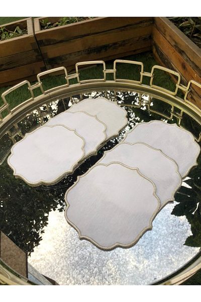Dantel Evi Ασημί Glitter Πολύχρωμη Σετ Λινό Κοκτέιλ Παρουσίαση Χαρτοπετσέτα