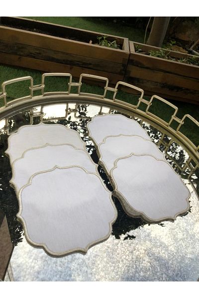Dantel Evi Ασημί Glitter Πολύχρωμη Σετ Λινό Κοκτέιλ Παρουσίαση Χαρτοπετσέτα