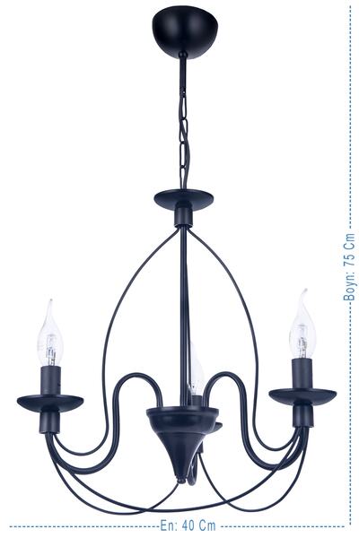 polataydinlatma Kale 3 Lü Avize (siyah)