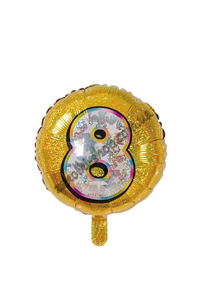 ikm balon Foil Round Number Balloon Gold 8