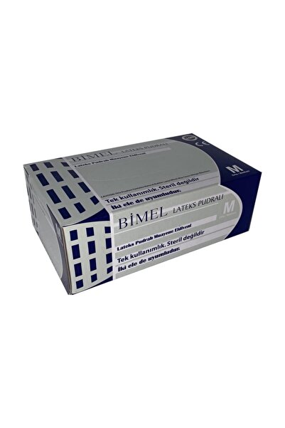 Bimel Eldven Pudralı Latex Orta Boy Beyaz Eldiven 1 Paket