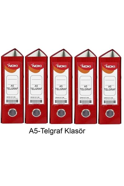 Noki Telegraph Folder Red Wide A5 Plastic 5 Pieces