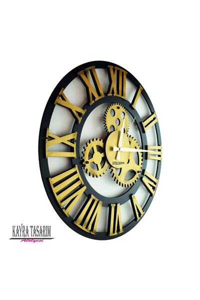 KAYRA TASARIM ATÖLYESİ Antik Gold Roma Duvar Saati 50cm