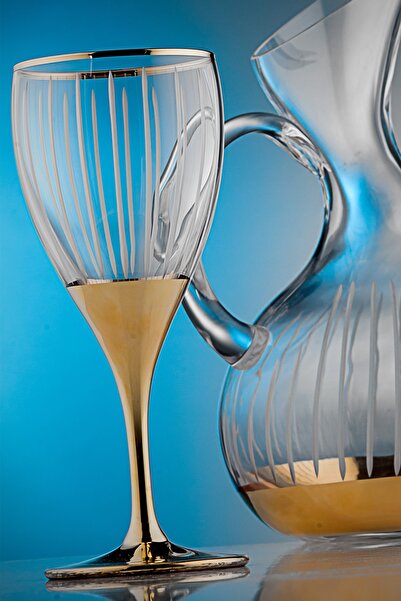 KCD Natür Altın Ayaklı Bardak 6 Lı Takım