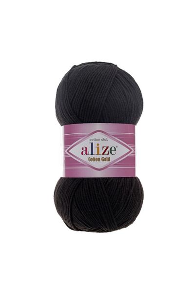 Alize Cotton Gold 60 Black Color Cotton Hand Knitting Rope - 5 Pieces
