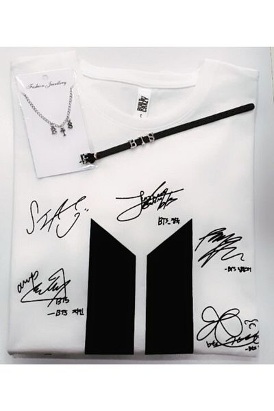GC GÖKHAN CLUB Μπλουζάκι με στάμπα Bts Signature Unisex Κολιέ Bts Συνδυασμός βραχιολιών Bts