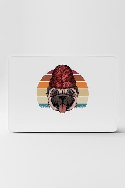 TUGİBU Laptop Sticker Coating Notebook Macbook Compatible Retro Pug White