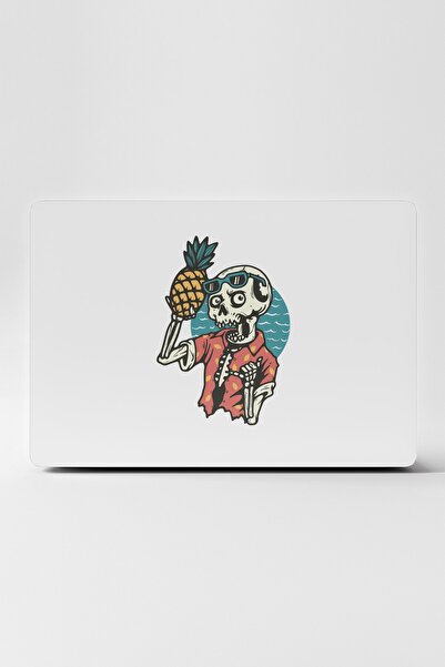 TUGİBU Laptop Sticker Kaplama Notebook Macbook Beyaz Kurukafa