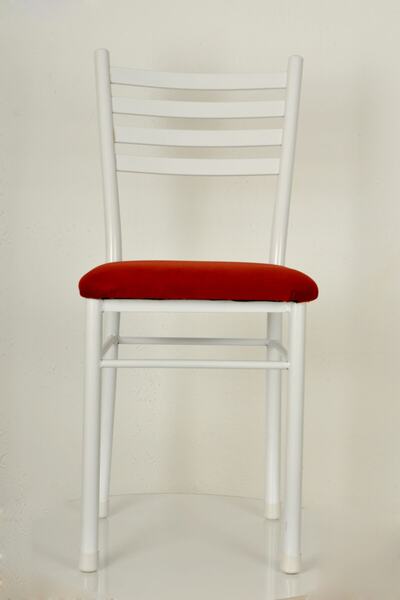 yılmaz masacılık 2 Adet Beyaz Metal Bordo Oturaklı Sandalye