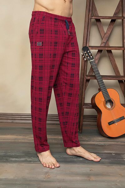 KLY Men's Claret Red Cotton Large Size Pajama Bottoms 152b