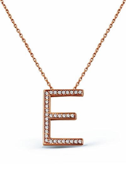 Argentum Concept 925 Ayar Gümüş Rose E Harfi Kolye - 23089501