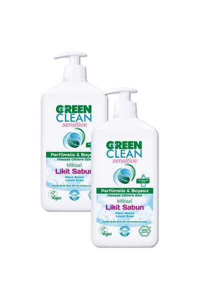 Green Clean Perfume-Free & Dye-Free Liquid Soap Sensitive 500 ml Set of 2 Special for Sensitive and Allergic Skin