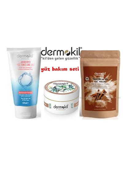 Dermokil Face Care Set Cinnamon Peeling+Facial Cleansing Gel+Hand and Face Cream