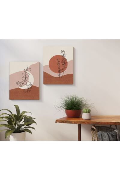 hediyeniburadabul Abstract Moon Design Wooden Painting