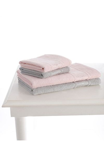 Özdilek Camellia Bath Set - Gray Pink Best Set