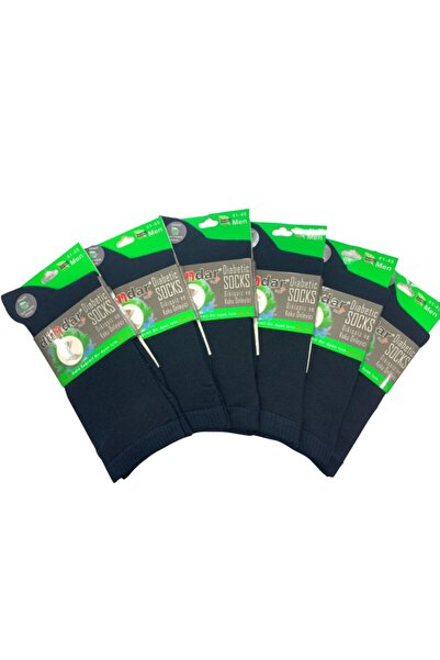 Dündar Unisex Lacivert Bambo Lastiksiz Dikişsiz Diyabet Çorap 6'lı Paket