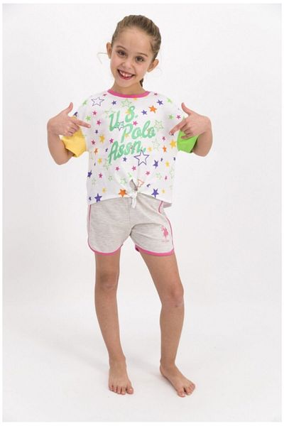 U.S. Polo Assn. Girl's White Cream Shorts Suit 881-4