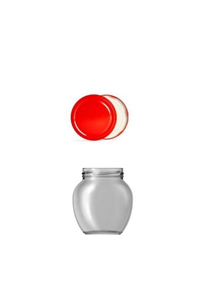 Paşabahçe Glass Jar Egg 210 Cc Red Lid 6 Pieces