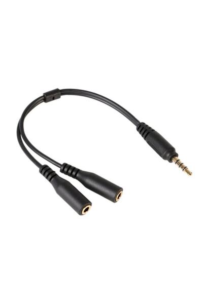Streak Aux Çoklayıcı Ses Kablosunu Kulaklık Ve Mikrofona Çeviren Kablo - Siyah