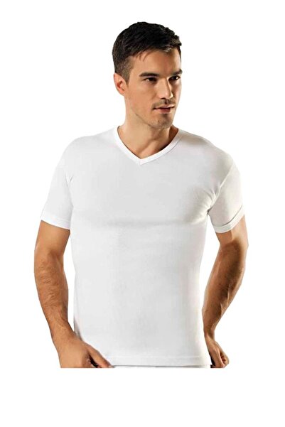 Tutku Underwear Men's V-Neck Ribbed Short Sleeve Undershirt Pack of 6