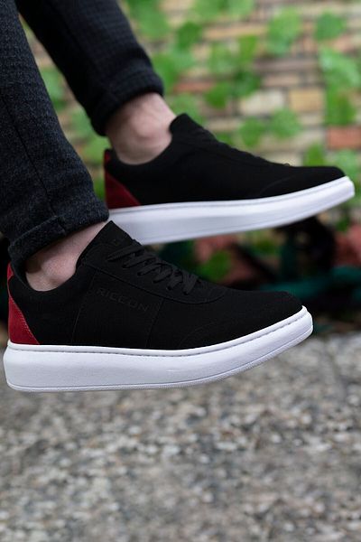 Riccon Ανδρικά Μαύρα Κόκκινα Παπούτσια Sneaker
