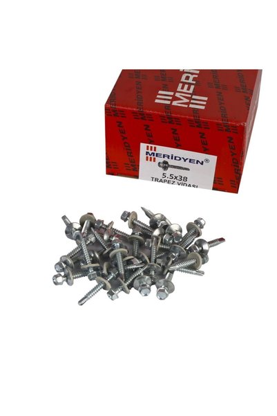 Meridyen 5.5 X 38 Mm Matkap Uçlu Trapez Çatı Vidası 200 Adet