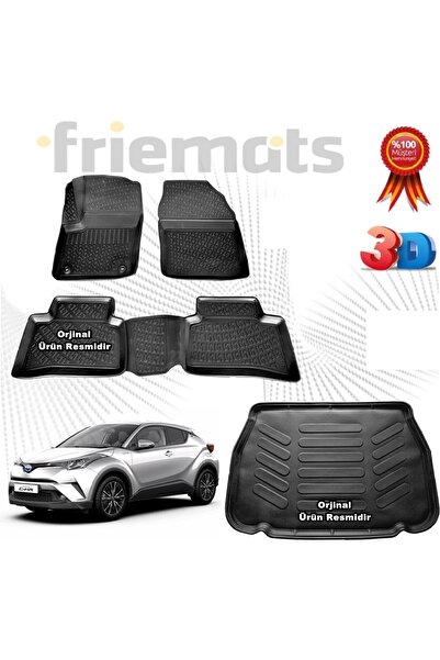 Friemats Toyota Chr 3d Havuzlu Paspas + 3d Bagaj Havuzu 2016-2021 Arası