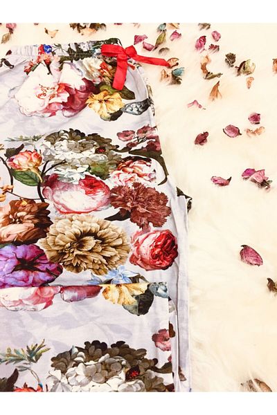 Altınay Floral Motif Γυναικεία καλοκαιρινή γυναικεία πυτζάμα βισκόζης χωρίς τσέπη