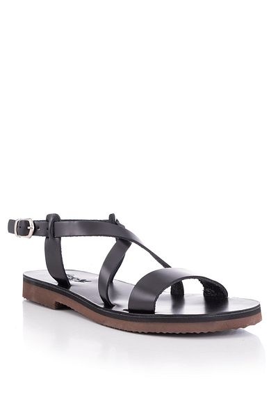 DaphneSandals Sandale de damă negre din piele naturală lucrate manual-sandale de subsol