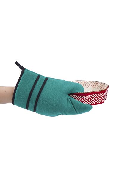 Homaks Green Broadcloth Black Banded Kitchen Oven Gloves