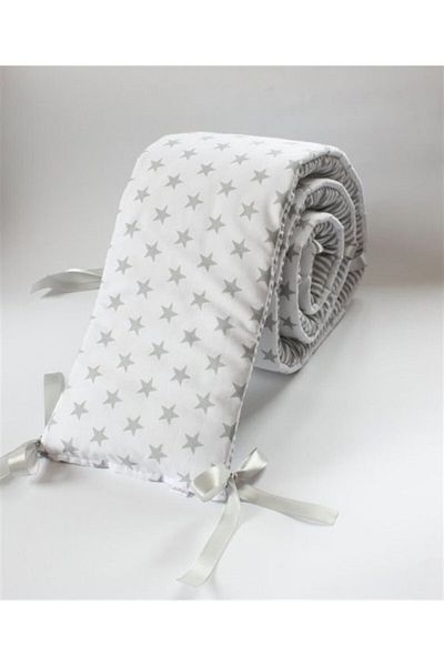 Jaju Baby White Background Gray Star Crib Edge Protection Special Size (60*120)