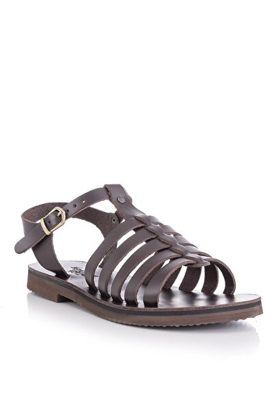 DaphneSandals El Yapımı Hakiki Deri Kahverengi Kadın Sandalet-bodrum Sandaleti
