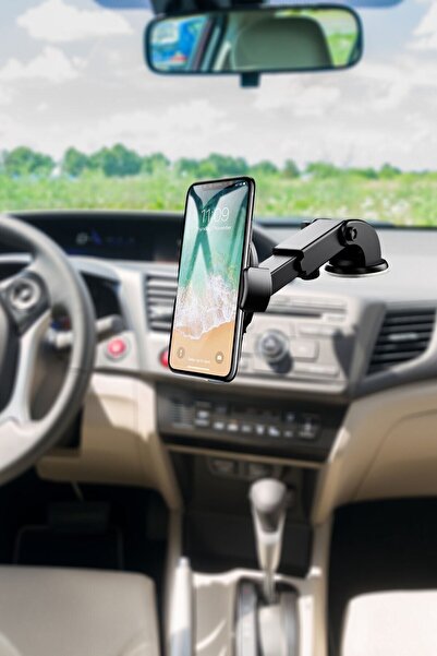 Buffer 360 Derece Dönen Torpido Üstü Uzunluk Ayarlamalı Vantuzlu Teleskopik Araç Telefon Tutucu