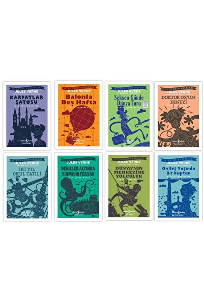 TÜRKİYE İŞ BANKASI KÜLTÜR YAYINLARI Jules Verne 8 Kitap Set Kısaltılmış Metin