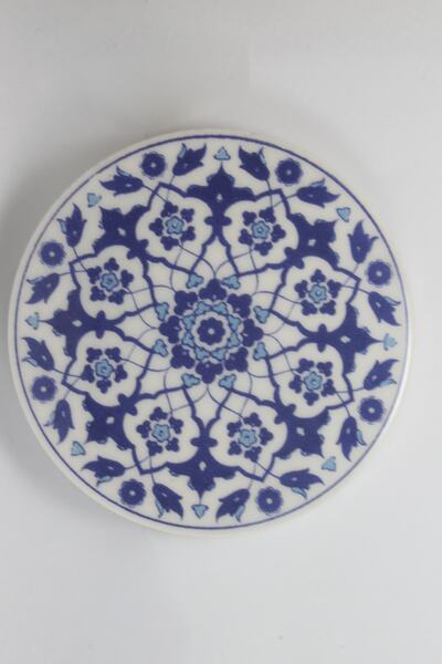 Eren Çini Seramiği Seramik Çini Desenli Bardak Altlığı 9cm