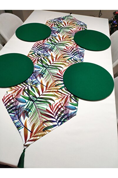 Viemso Colorful Tropical Leaf Patterned Runner, 6-Piece Charger Case