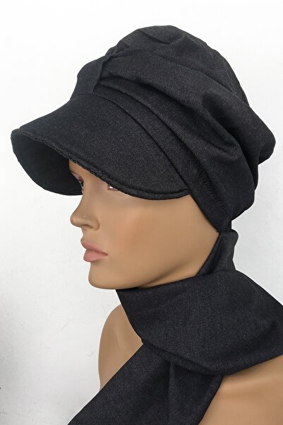 Vera Bonnet Ready Turban Alya Neck Collared Bonnet Thin Denim Smoked Scarf Hat Neck Covering Hijab Women's Bonnet