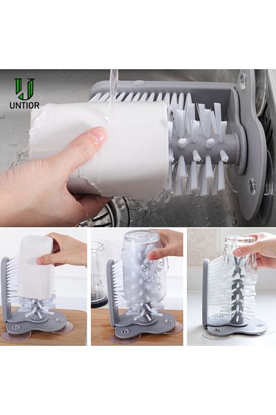 Mantlettic Suction Cup Cup Jar Washing Brush Handheld Dishwashing Apparatus