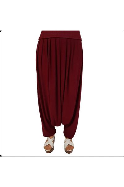 ÖZÖZKANLAR Women's Burgundy Sandy Hoby Shalwar with Pockets