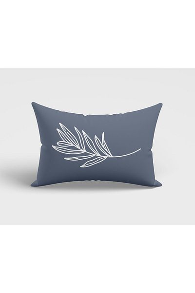 Pilloveland Husă de pernă dreptunghiulară Pastel Leaf-4, cu model, culoare albastră, imprimată pe două fețe
