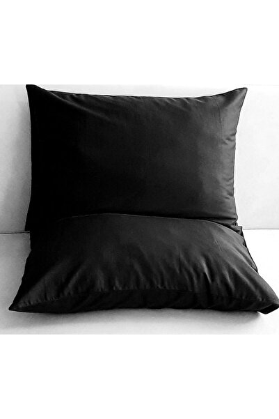 akçehome غطاء وسادة من القطن والساتان باللون الأسود مقاس 50x70