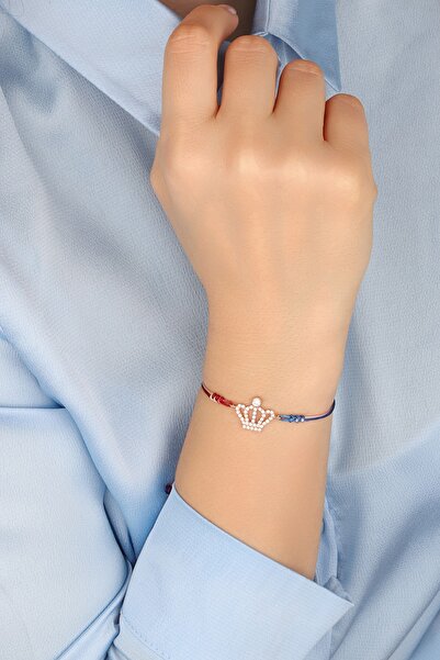Lia Berto Kadın Renkli Ipli Kral Tacı 925 Ayar Gümüş Bileklik