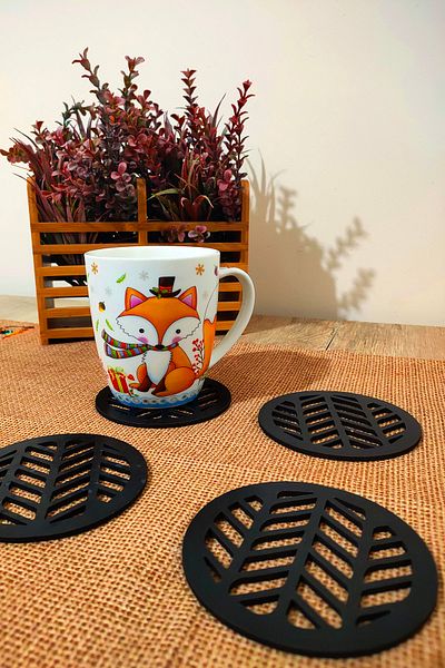 HTS TASARIM Hts Modern Wooden Coasters 6 Pieces 3mm MDF