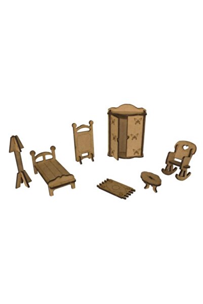 Joy and Toys Jk6 Ahşap Ev+bisiklet+minyatür Ev Eşyaları Boyama Seti Aktivite