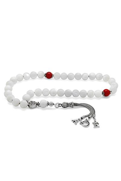 Genel Markalar Erkek Beyaz 925 Ayar Gümüş "Kişiye Özel Harf" Püsküllü Küre Ke...