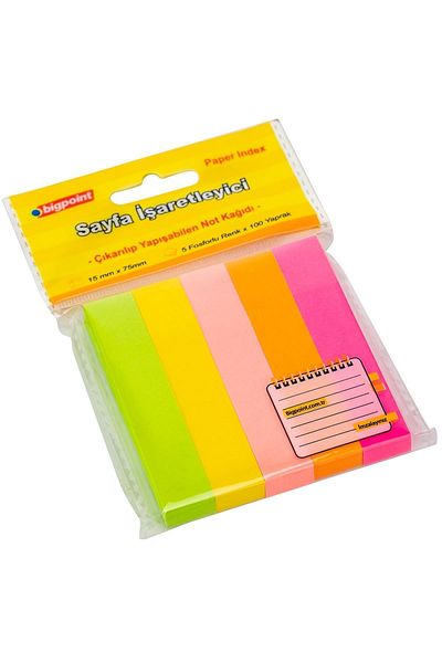 Bigpoint Adhesive Note Paper 5 Neon Colors 15x75mm